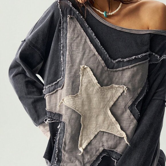 Casual Women's Asymmetric Hemline & Patchwork Loose Fit Shirt - Picture 3 of 7